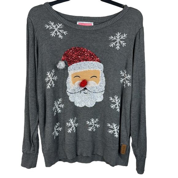Tipsy Elves X-Large Santa Sweater Holiday Christmas Sequins Snowflakes Lined - Picture 1 of 7